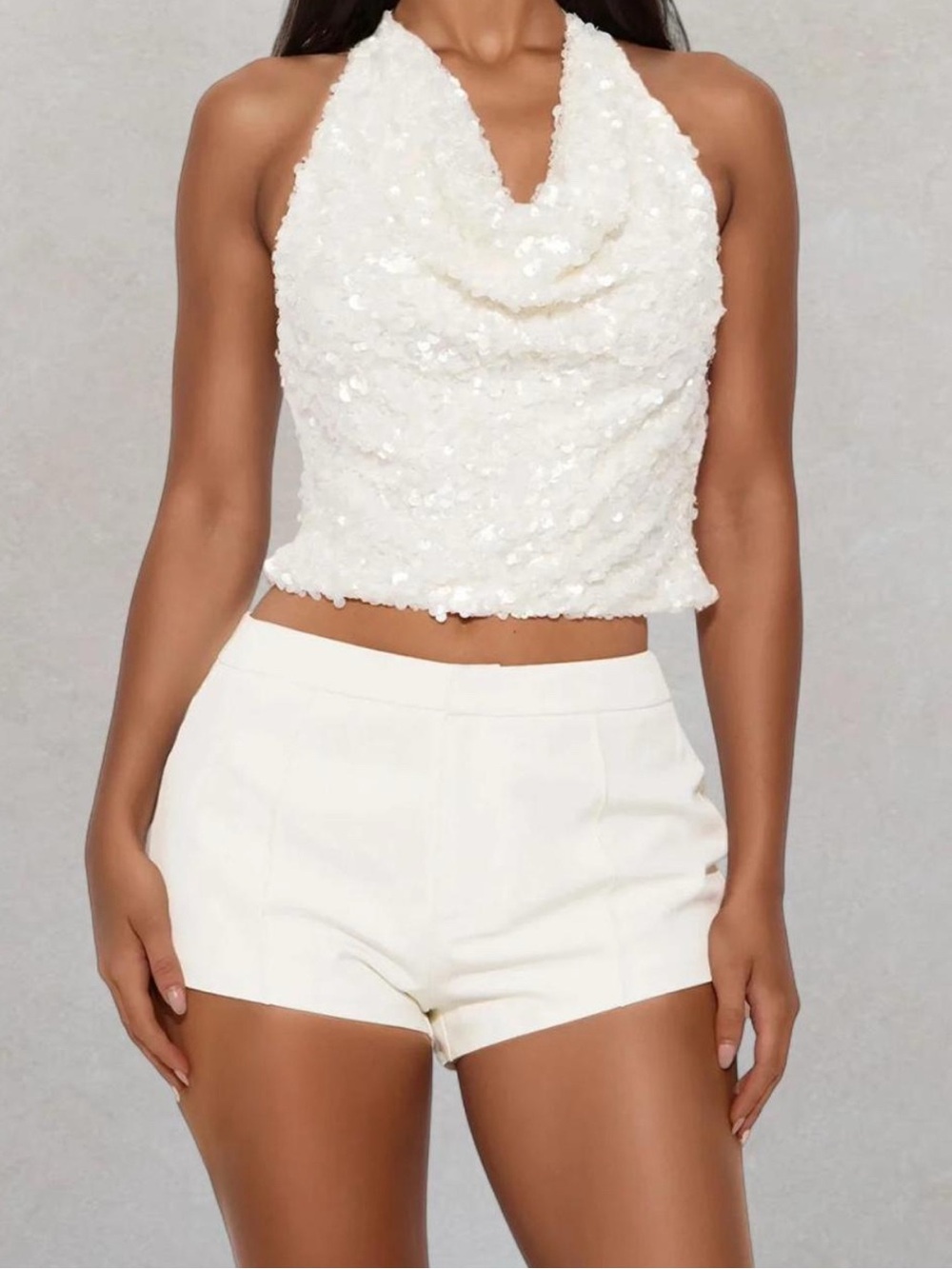 🆕 Fashion Nova White Backless Sequin Top